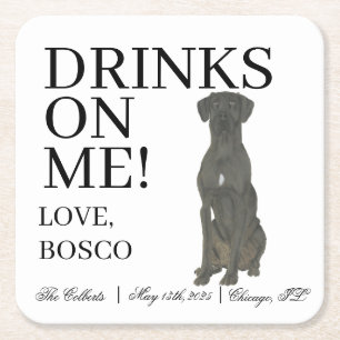 Persoonlijke Zwarte Dog Wedding Kartonnen Onderzetters