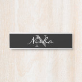 Persoonlijke zwarte Elegant Monogram Deurbordje (Voorkant)