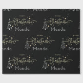 Persoonlijke Zwarte Elegante Script Prettig Kerstf Cadeaupapier (Vlak)