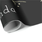 Persoonlijke Zwarte Elegante Script Prettig Kerstf Cadeaupapier (Rol Hoek)