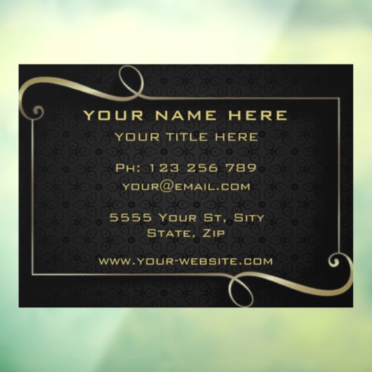 Persoonlijke zwarte en gouden bedrijfs raamfolie raamsticker (Vel 3)