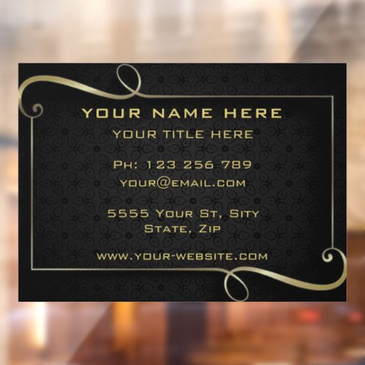 Persoonlijke zwarte en gouden bedrijfs raamfolie raamsticker (Vel 2)