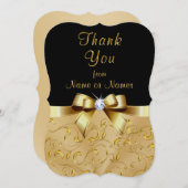 Persoonlijke, zwarte en gouden dank kaart (Voorkant / Achterkant)