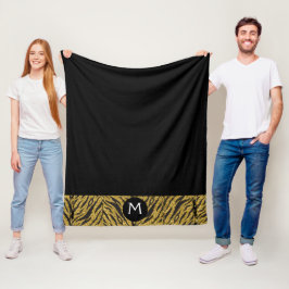Persoonlijke zwarte en gouden dierenprint fleece deken