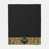 Persoonlijke zwarte en gouden dierenprint fleece deken (Voorkant)