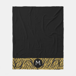 Persoonlijke zwarte en gouden dierenprint fleece deken