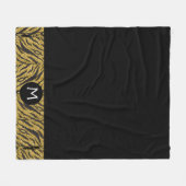 Persoonlijke zwarte en gouden dierenprint fleece deken (Voorkant (Horizontaal))