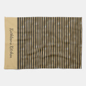 Persoonlijke Zwarte en Gouden Gestreepte Trendy St Theedoek (Horizontaal)