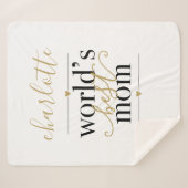 Persoonlijke Zwarte en Gouden Werelds Beste Moeder Sherpa Deken (Voorkant (horizontaal))