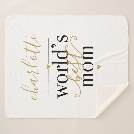 Persoonlijke Zwarte en Gouden Werelds Beste Moeder Sherpa Deken (Voorkant (horizontaal))