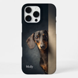 Persoonlijke Zwarte en Lichtbruine Dachshund iPhone 16 Pro Max Hoesje