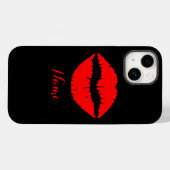 Persoonlijke zwarte en rode lippenstift afdruk Case-Mate iPhone case (Achterkant (horizontaal))