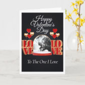 Persoonlijke zwarte en rode Valentijn-fotokaart Kaart (Gele Bloem)