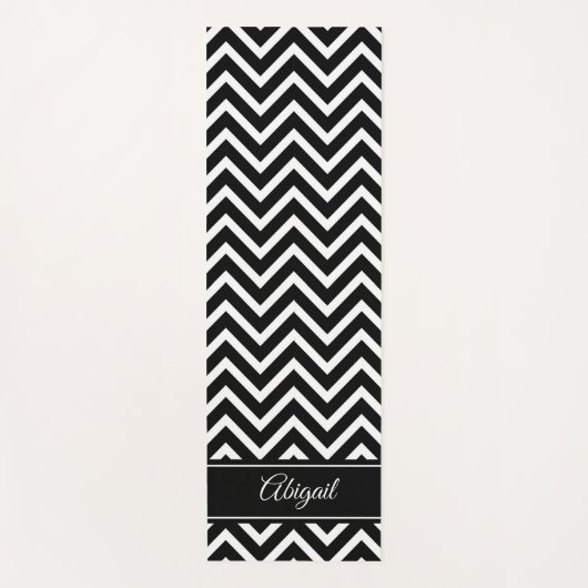 Persoonlijke Zwarte en Witte Chevron Yoga Mat (Voorkant)