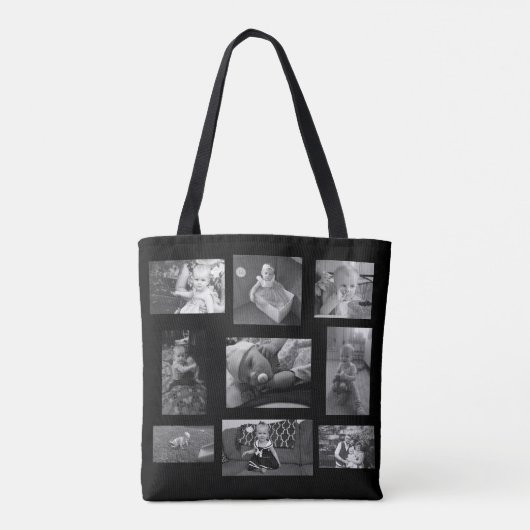 Persoonlijke zwarte en witte foto-Canvas tas (Achterkant)