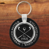 Persoonlijke Zwarte En Witte Golfclubnaam Sleutelhanger (Achterkant)