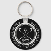 Persoonlijke Zwarte En Witte Golfclubnaam Sleutelhanger (Achterkant)