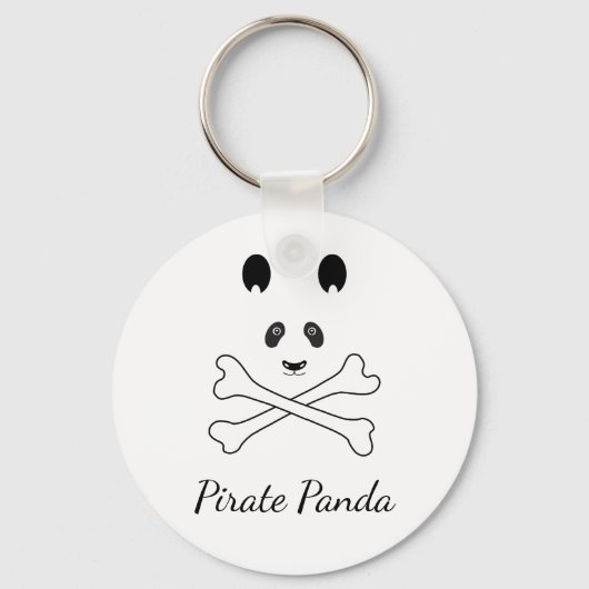 Persoonlijke Zwarte en Witte Grappige Piraat Panda Sleutelhanger (Voorkant)