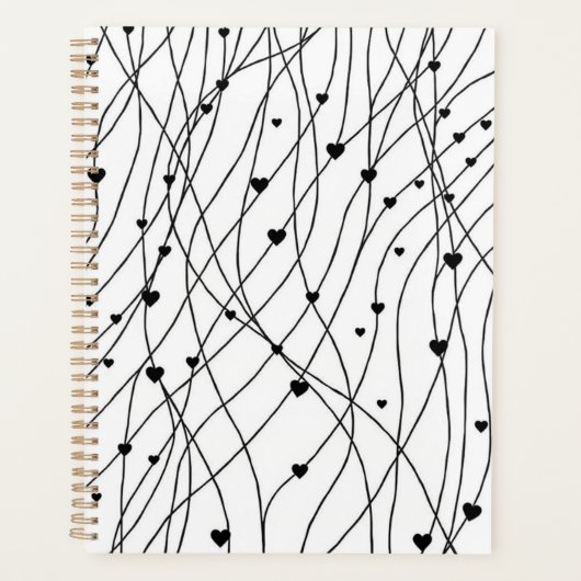 Persoonlijke Zwarte en Witte Hart Planner (Voorkant)