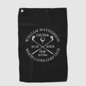 Persoonlijke Zwarte En Witte Hole in One Golfhanddoek (Voorkant)