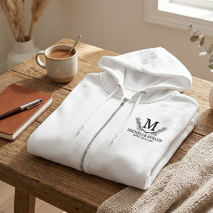 Persoonlijke zwarte en witte naam monogram leeftij hoodie