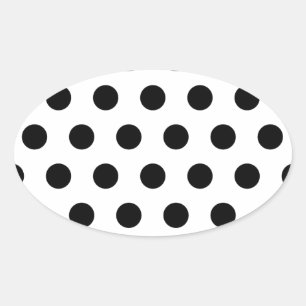 Persoonlijke zwarte en witte poolpunten ovale sticker
