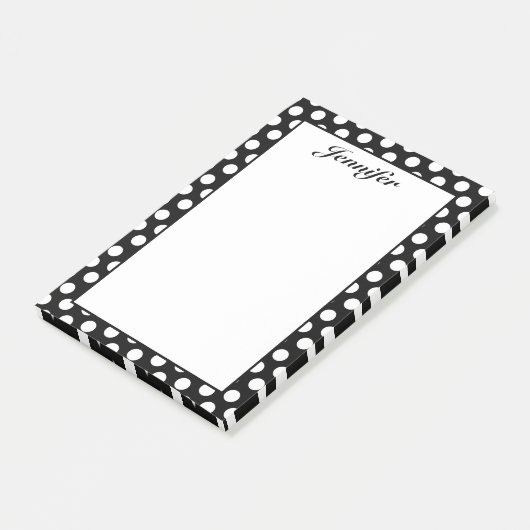Persoonlijke zwarte en witte poolpunten post-it® notes (Schuin)