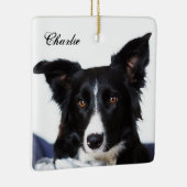 Persoonlijke zwarte en witte rand collie keramisch ornament (Rechts)