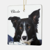 Persoonlijke zwarte en witte rand collie keramisch ornament (Links)