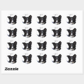 Persoonlijke zwarte en witte rand collie ronde sticker (Vel)