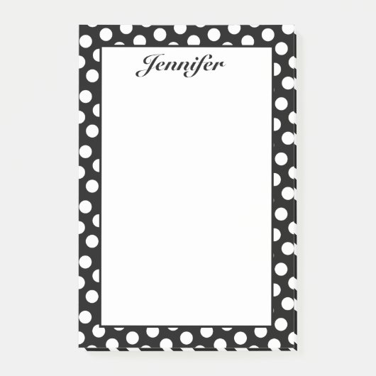 Persoonlijke Zwarte en Witte Stippen Post-it® Notes (Voorkant)