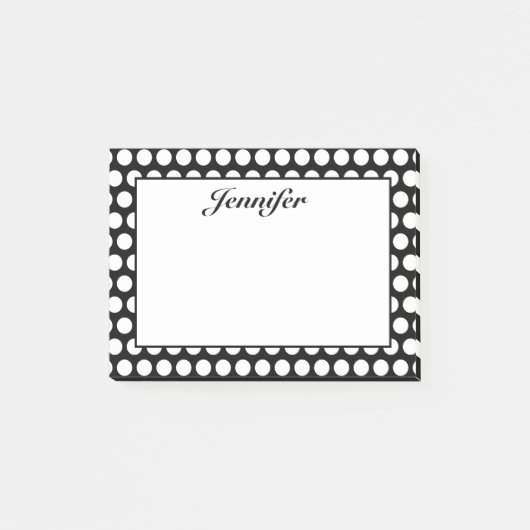 Persoonlijke Zwarte en Witte Stippen Post-it® Notes (Voorkant)