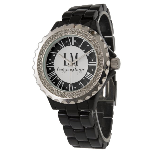 Persoonlijke zwarte en witte strik horloge (Gekanteld)