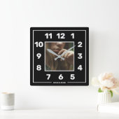 Persoonlijke zwarte foto-vierkante wandklok (Huis)