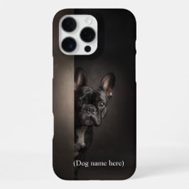 Persoonlijke Zwarte Franse Bulldog Portret iPhone 16 Pro Max Hoesje