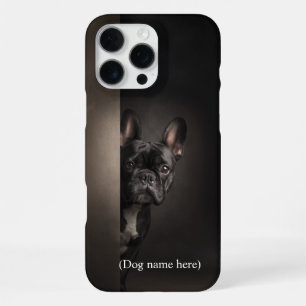 Persoonlijke Zwarte Franse Bulldog Portret iPhone 16 Pro Max Hoesje