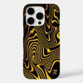 Persoonlijke Zwarte Geel Gouden Wervelingen Textuu Case-Mate iPhone Case (Achterkant)