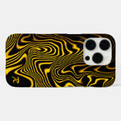 Persoonlijke Zwarte Geel Gouden Wervelingen Textuu Case-Mate iPhone Case (Achterkant (horizontaal))