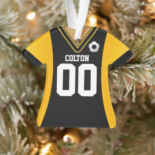 Persoonlijke Zwarte/Gele Voetbalshirt Ornament