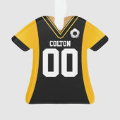 Persoonlijke Zwarte/Gele Voetbalshirt Ornament (voorkant)