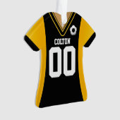 Persoonlijke Zwarte/Gele Voetbalshirt Ornament (voorkant)