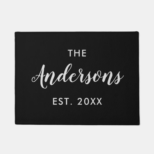 Persoonlijke Zwarte Getrouwde Naam Welkom Deurmat (Voorkant)