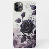 Persoonlijke Zwarte Gotische Roos Bloemrijke Victo Case-Mate iPhone Case (Achterkant)