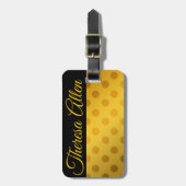 Persoonlijke zwarte & gouden bagage label (Voorkant verticaal)