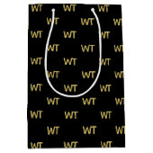 Persoonlijke zwarte gouden initiaal logo medium cadeauzakje (Voorkant)