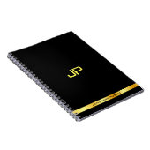 Persoonlijke zwarte goudlegant monogram Sjabloon Notitieboek (Rechterzijde)