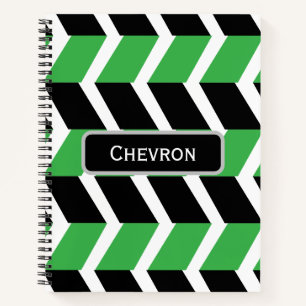 Persoonlijke Zwarte Groene Chevron Streep Notitieboek