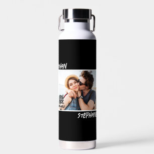 Persoonlijke Zwarte Grunge You Rock My World Foto Waterfles