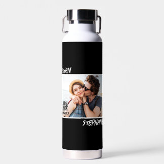 Persoonlijke Zwarte Grunge You Rock My World Foto Waterfles