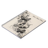 Persoonlijke Zwarte Halftone Vlinder Vrouwelijk  Notitieboek (Linkerzijde)